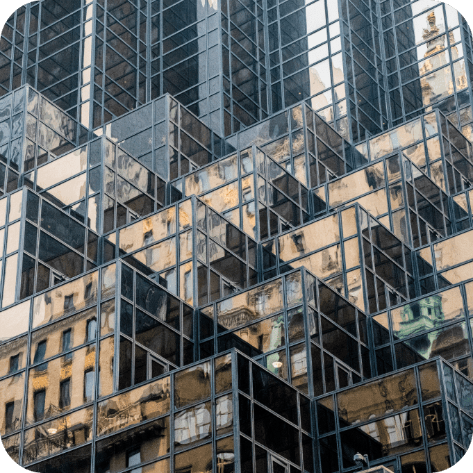 Low angle of tall building in Manhattan