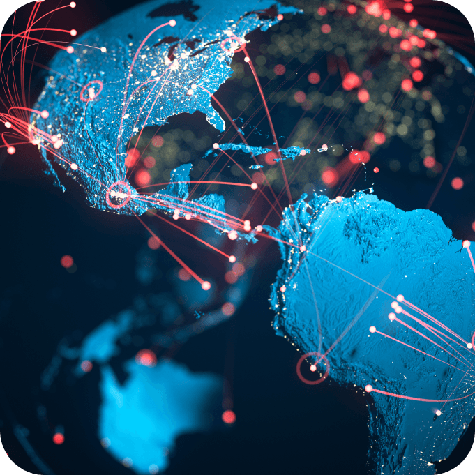 South America and North America - Flight Routes, Global Connections, Coronavirus - Focus on the USA and Brazil
